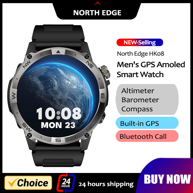Hybrid Smartwatch - NORTH EDGE GPS กีฬาสมาร์ทนาฬิกา 1.43 ''จอแสดงผล