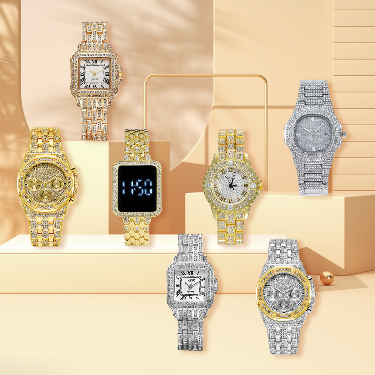 Smartwatch Trending Watches For Men - นาฬิกาข้อมือผู้ชาย 7 ชิ้น ดีไซน์ล้ำสมัย ระบบควอตซ์ หน้าปัดโดดเด่นไม่ซ้ำใคร