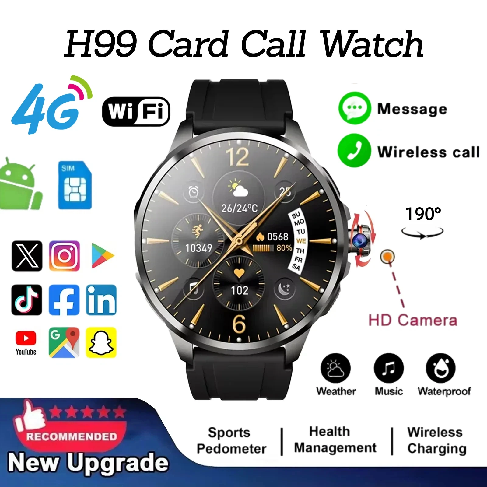 French Connection Watches Smartwatch App - H99 สมาร์ทวอทช์ 4G/5G LTE หน้าจอ 1.95