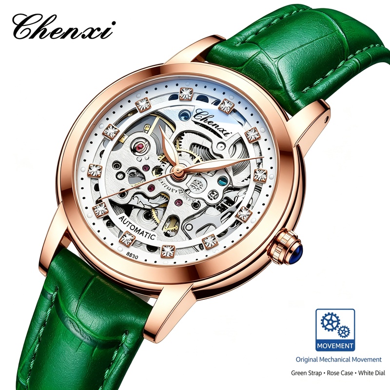 นาฬิกาข้อมือผู้หญิงแฟชั่น ระบบ - Skeleton Mechanical Watch บทวิจารณ์และราคา
