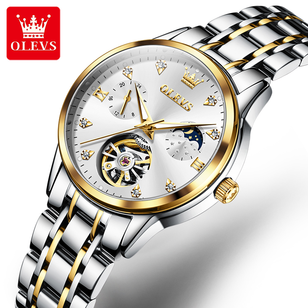 OLEVS 6608 นาฬิกาข้อมือสำหรับผ - Skeleton Mechanical Watch บทวิจารณ์และราคา