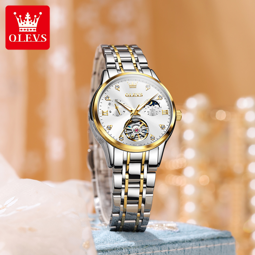 OLEVS 6608 นาฬิกาข้อมือสำหรับผ - Skeleton Mechanical Watch บทวิจารณ์และราคา