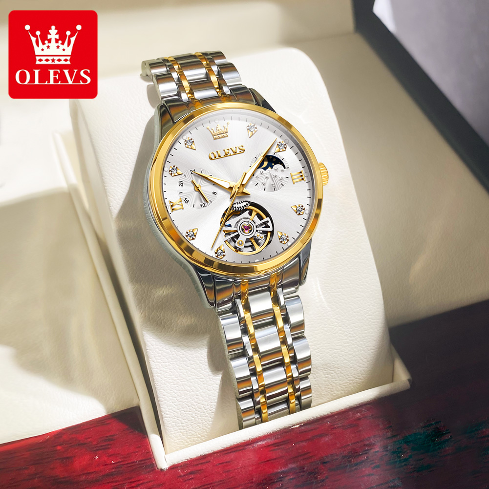 OLEVS 6608 นาฬิกาข้อมือสำหรับผ - Skeleton Mechanical Watch บทวิจารณ์และราคา