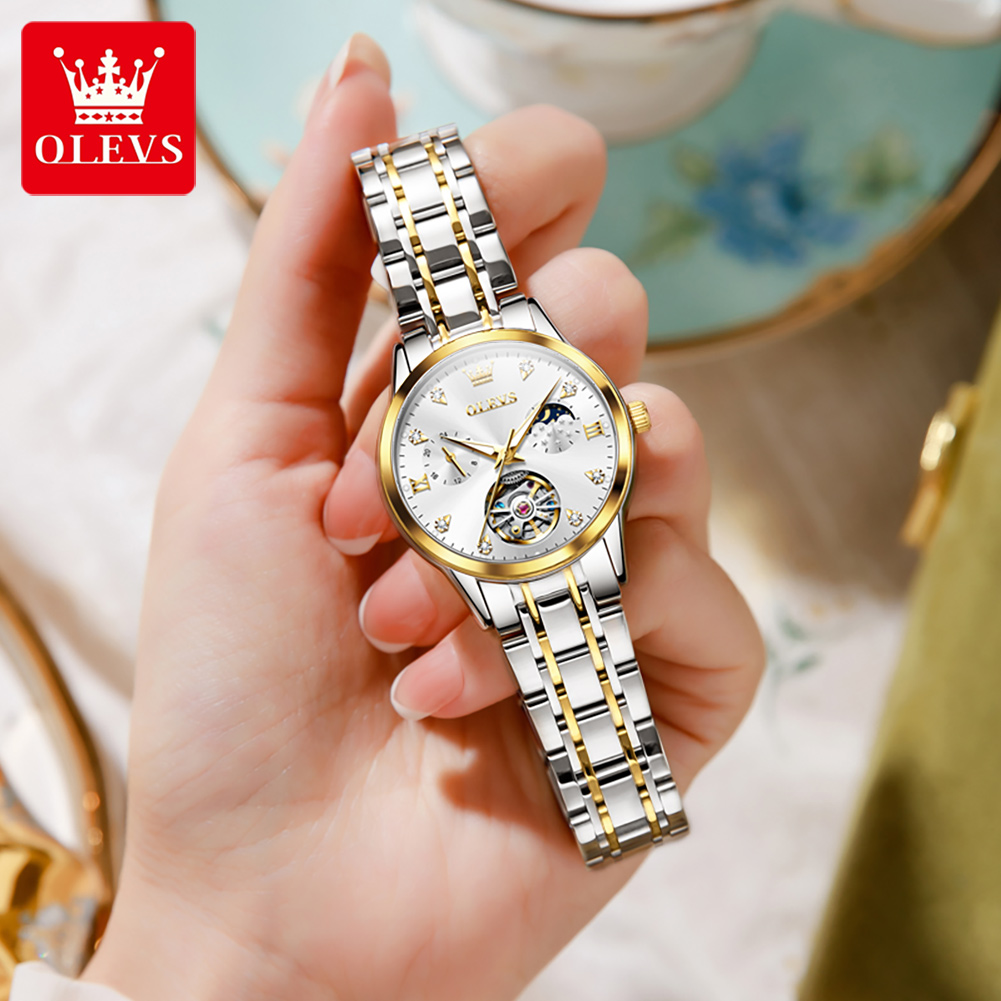 OLEVS 6608 นาฬิกาข้อมือสำหรับผ - Skeleton Mechanical Watch บทวิจารณ์และราคา