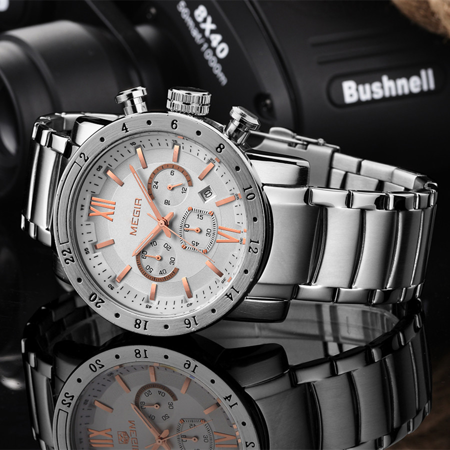 MEGIR นาฬิกาลำลองสแตนเลสสำหรับ - Smartwatch Casual Watches For Men บทวิจารณ์และราคา