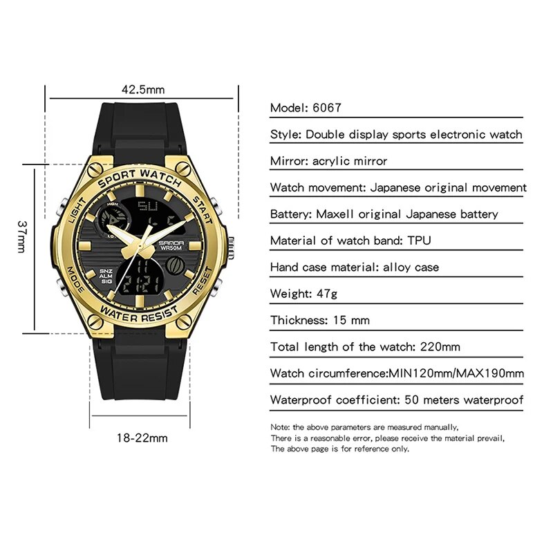 นาฬิกาอิเล็กทรอนิกส์สำหรับผู้ห - Chronograph Sport Watch บทวิจารณ์และราคา