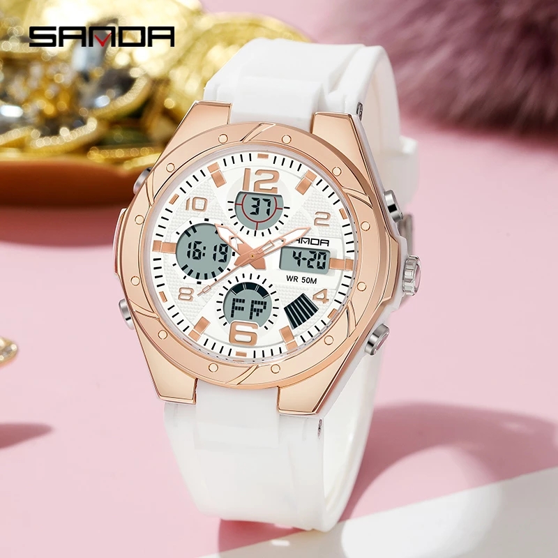 นาฬิกาข้อมือ SANDA สีชมพูสำหรั - Chronograph Sport Watch บทวิจารณ์และราคา