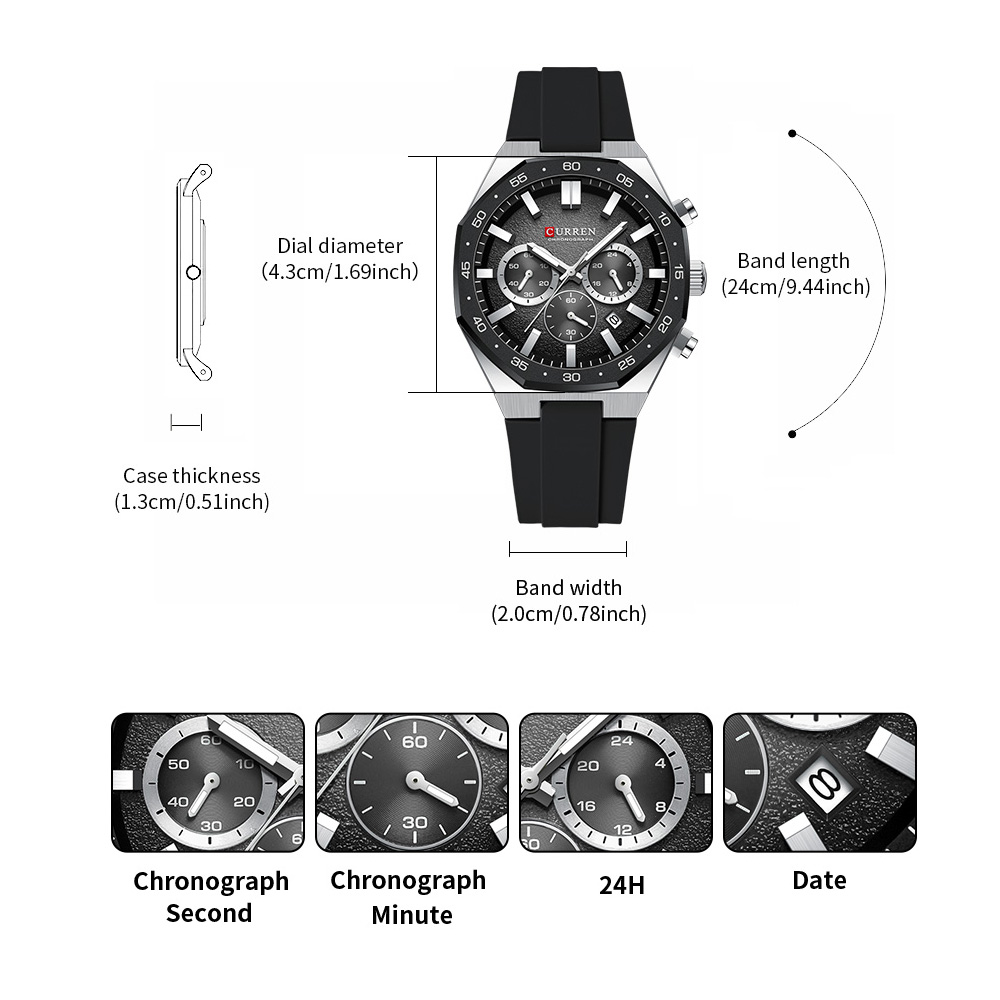 นาฬิกาข้อมือแฟชั่นลำลองสำหรับผ - Chronograph Sport Watch บทวิจารณ์และราคา