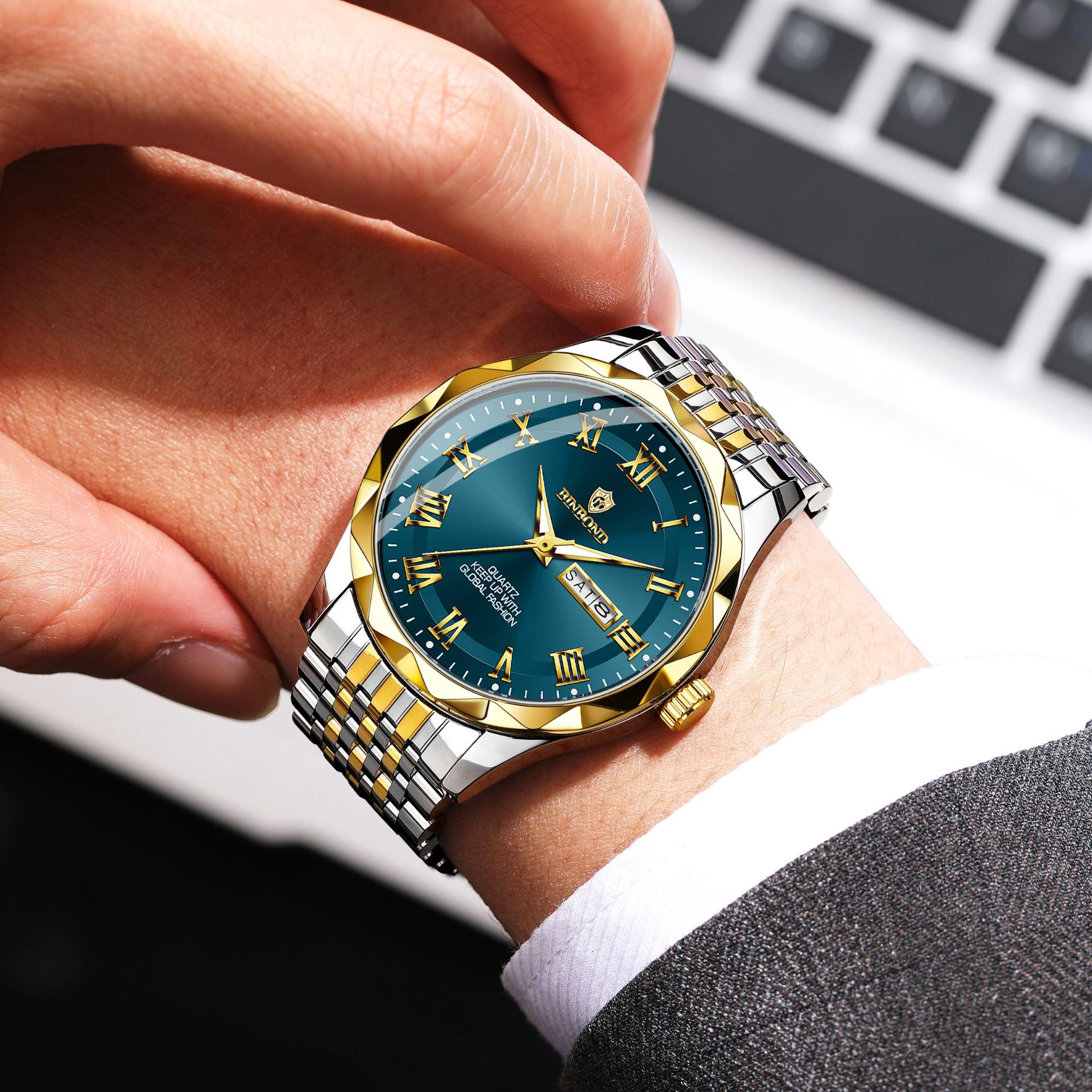 BINBOND นาฬิกาข้อมือควอตซ์หรูห - Smartwatch Casual Watches For Men บทวิจารณ์และราคา
